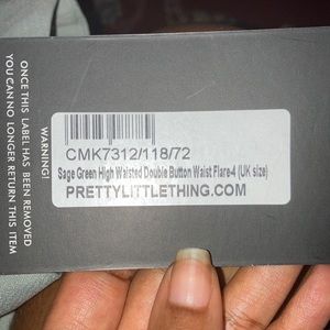 Sage Green High Waisted Double Button Waist Flare